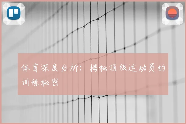 体育深度分析：揭秘顶级运动员的训练秘密